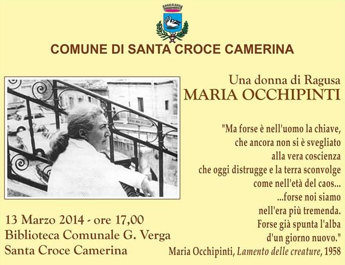  Giovedì alle 17 in biblioteca il ricordo di Maria Occhipinti: la sua forza d’animo esempio per i giovani