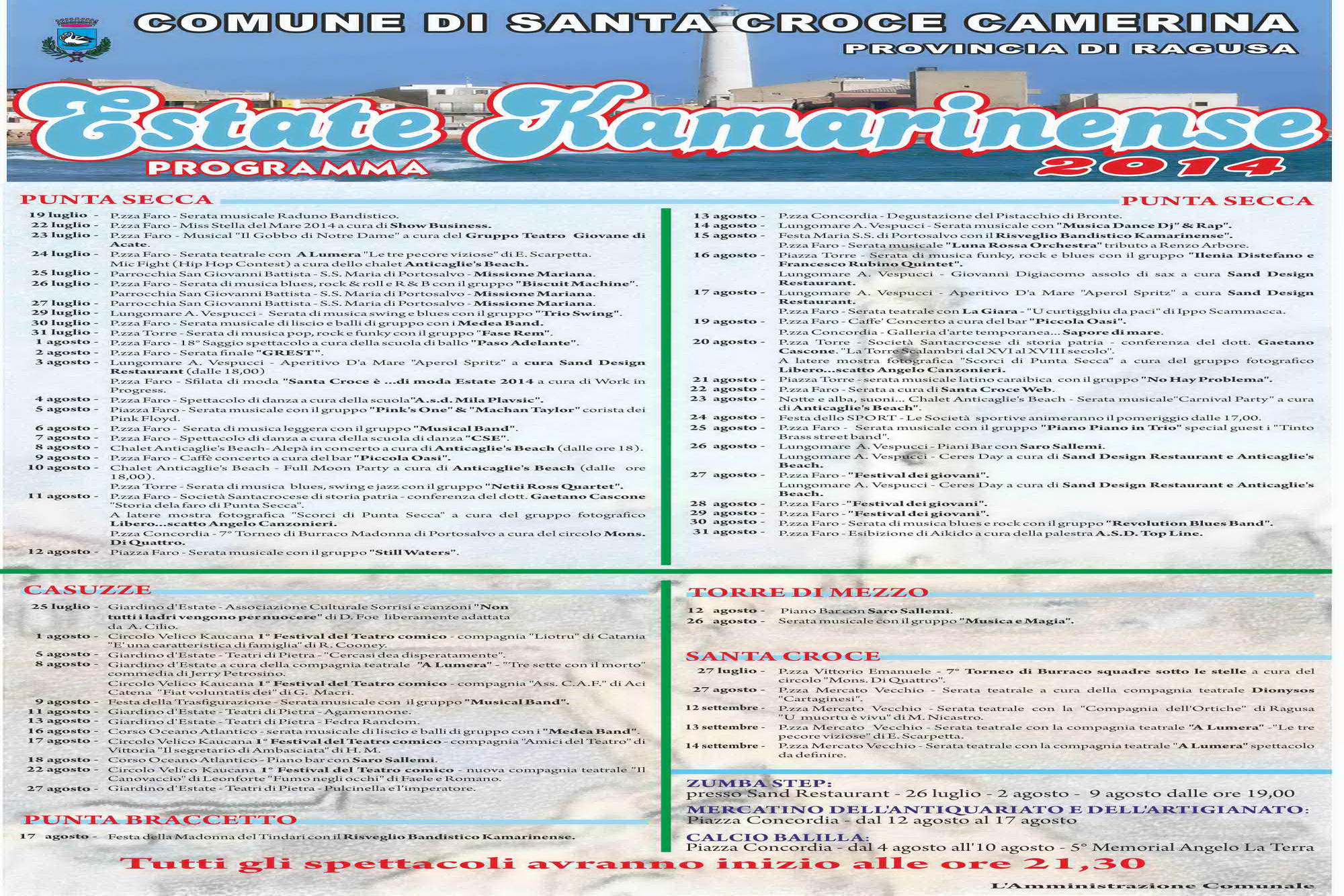  Ufficializzato il cartellone degli spettacoli: consulta il programma “Estate Kamarinense 2014”