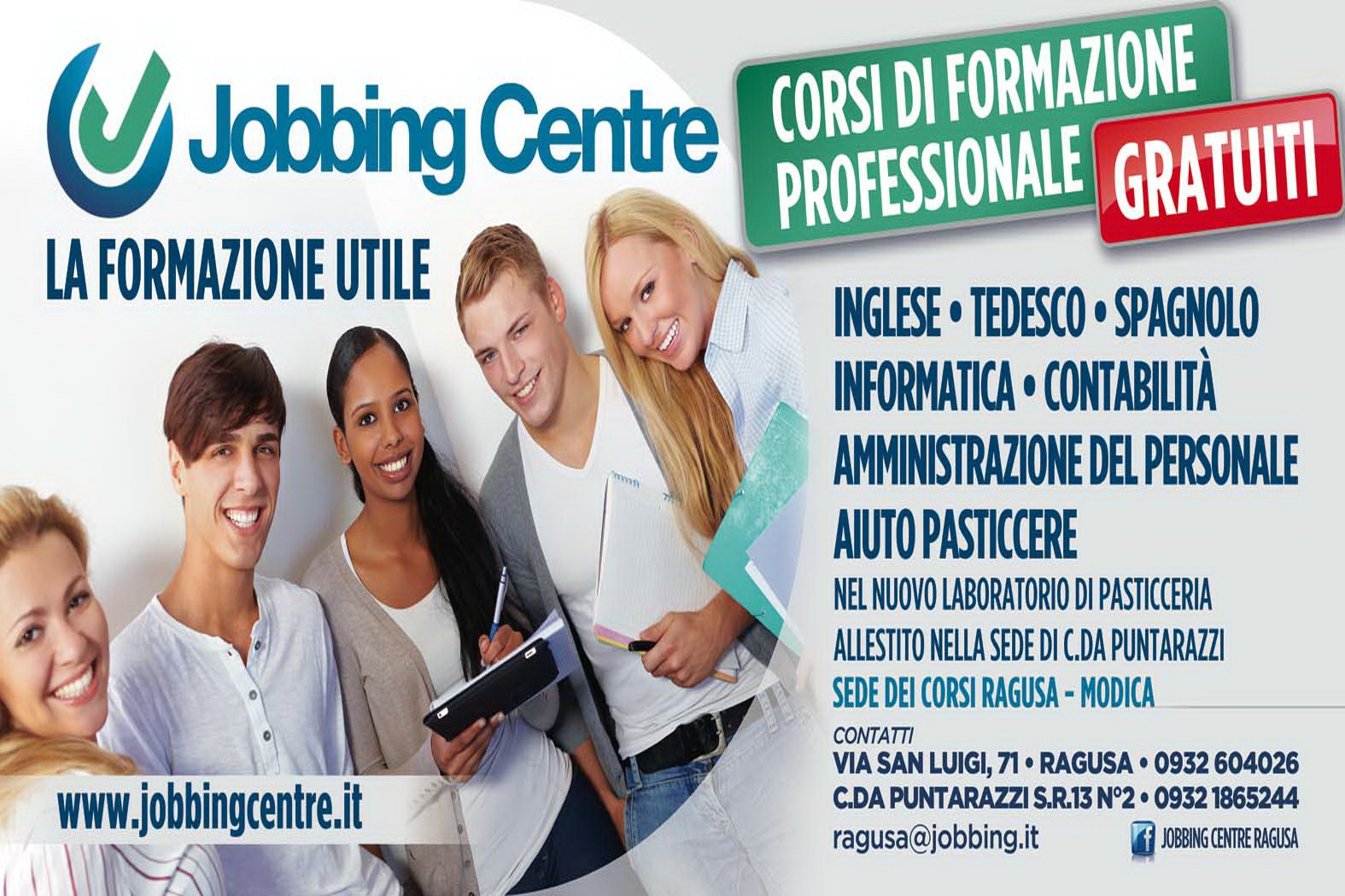  Jobbing Centre attiva nuovi corsi: da lingue ed informatica ad aiuto pasticciere ENTRA E LEGGI