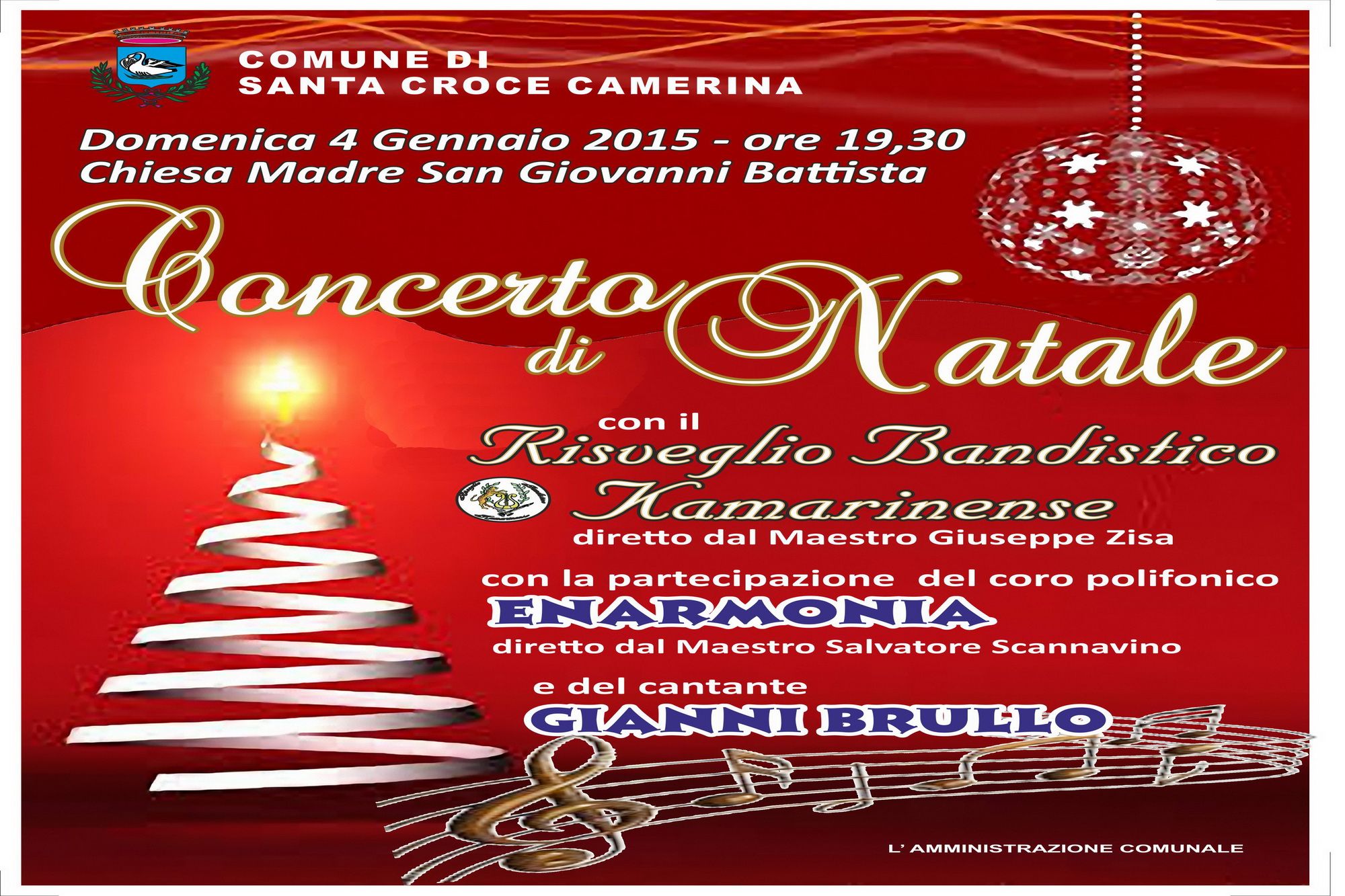  Santa Croce – Concerto natalizio del Corpo Bandistico Kamarinense in Chiesa Madre il 4 gennaio alle 19.30