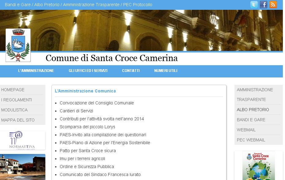 Santa Croce – Il sito del comune “promosso” sul livello di trasparenza in provincia di Ragusa