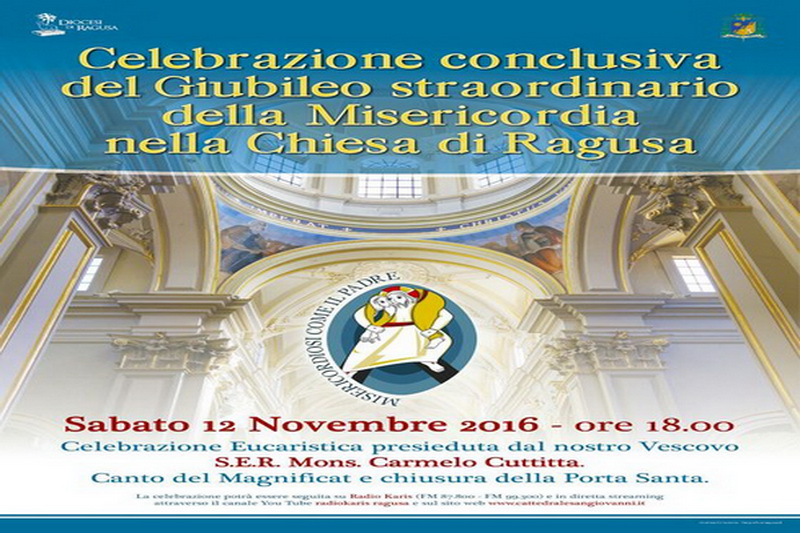  Ragusa – Sabato 12 novembre celebrazione conclusiva del “Giubileo straordinario della Misericordia”