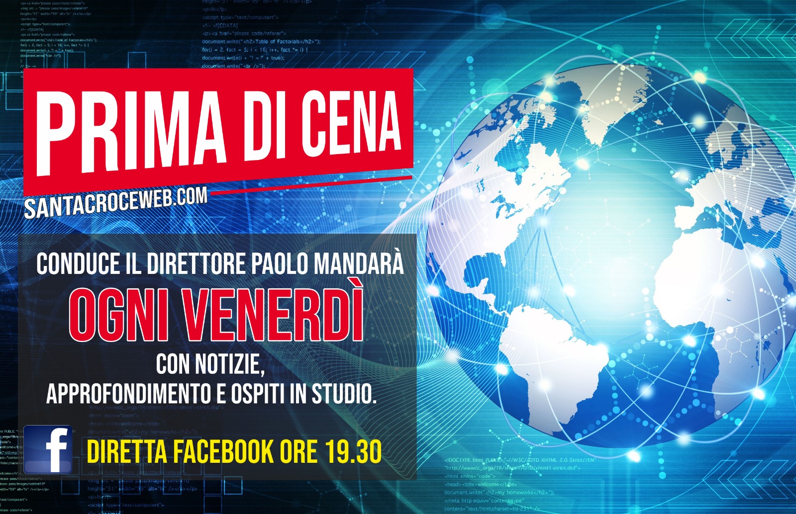  “Prima di Cena” cambia… sede: stasera in DIRETTA FB una puntata speciale