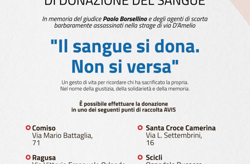 Il 19 luglio si dona per Borsellino: memoria e solidarietà in un gesto di vita
